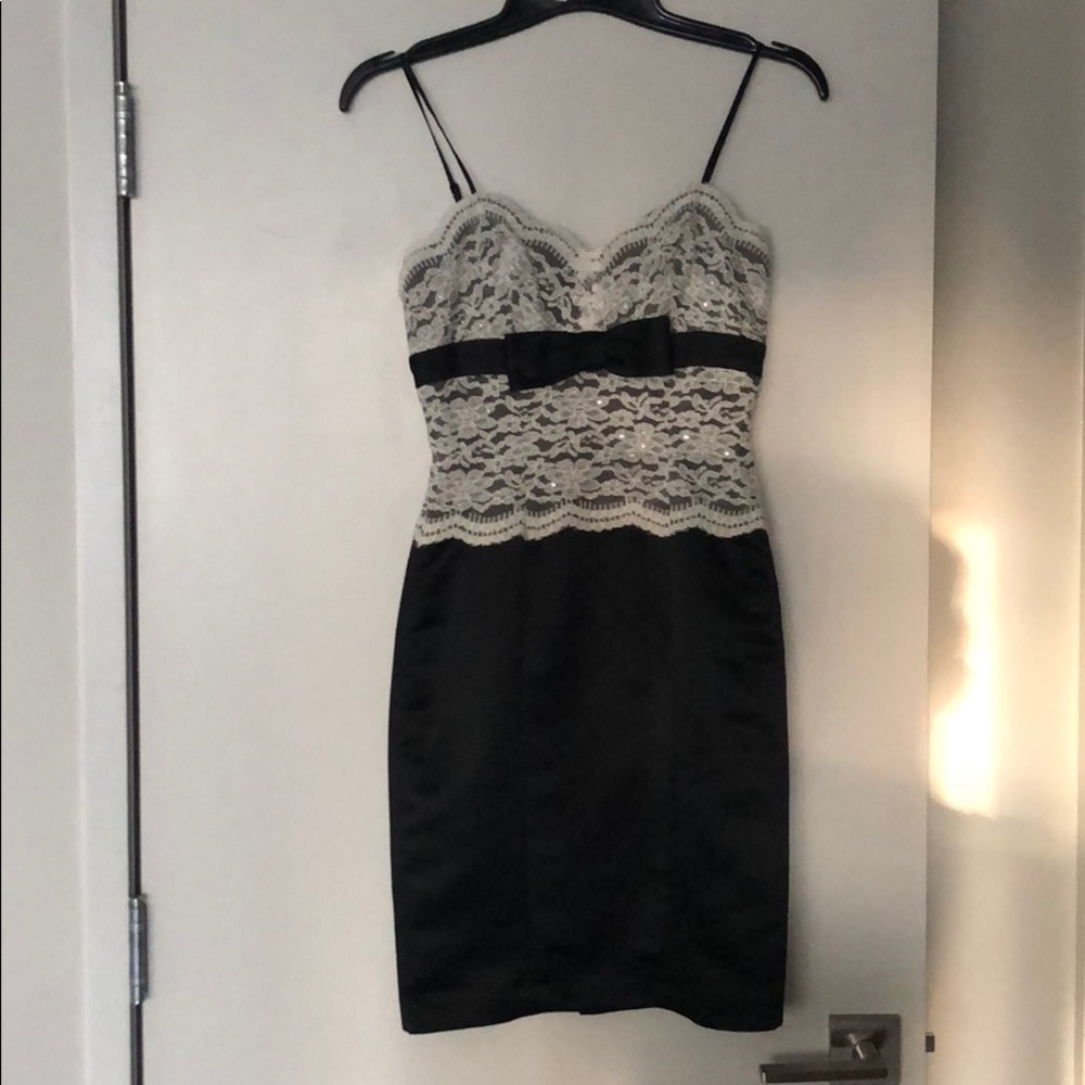 Betsey Johnson black with off-white lace dress